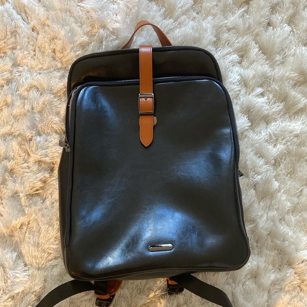 Real Leather Slim Laptop Backpack